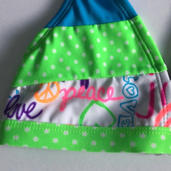 Justice Bikini with Peace Love Happy & Polka Dots Size 7 - Picture 4 of 10